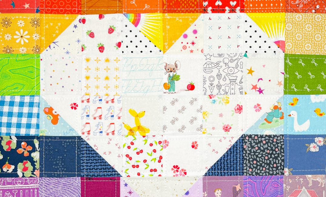 Sweet Rainbow Love Quilt Block