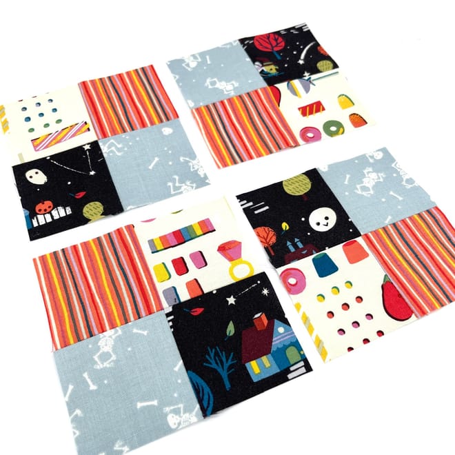 Image of: How to make 4 patches from 5″ charm pack squares