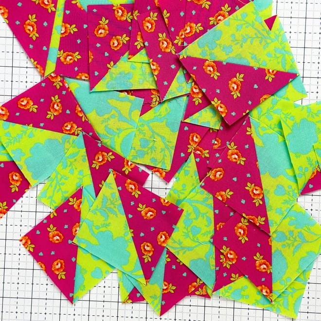 Image of: How to make 32 half square triangles at a time