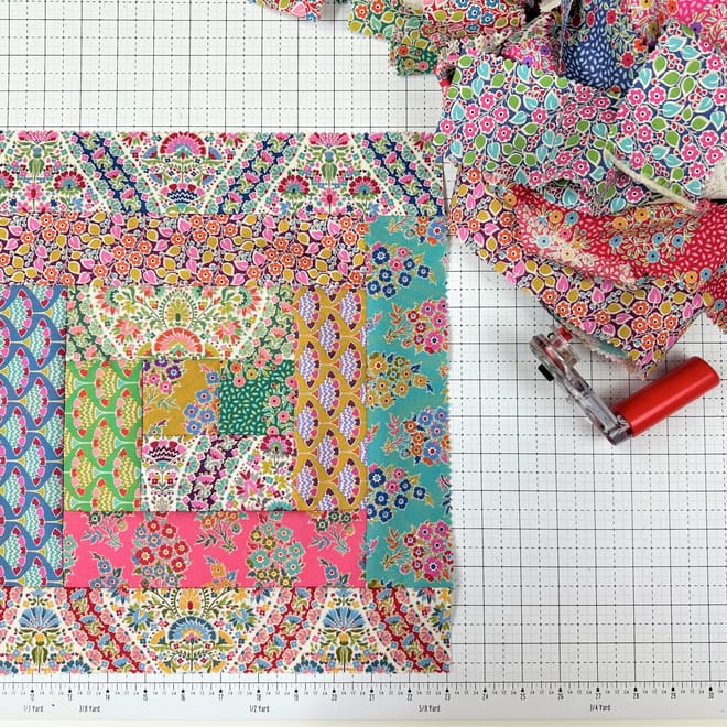 Image of: How to make a jelly roll log cabin quilt block