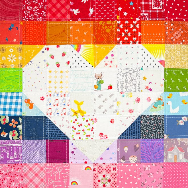 Image of: Sweet Rainbow Love Quilt Block